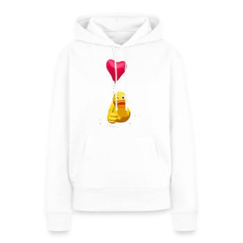 Ente Duck Entchen mit Ballon und Zwinkern - Frauen Premium Bio Hoodie - Weiß - Vorne - Julia (174cm)