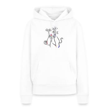 Chats en pose - Sweat à capuche Premium bio Femme - blanc - Devant - Julia (174cm)