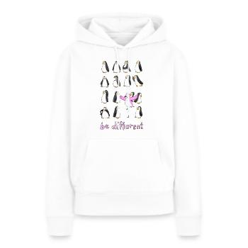 Être différent - Sweat à capuche Premium bio Femme - blanc - Devant - Julia (174cm)
