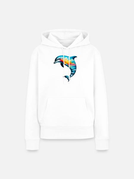 Delfin - Frauen Premium Bio Hoodie - Weiß