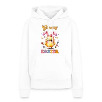 Pâques groovy - Sweat à capuche Premium bio Femme - blanc - Devant - Julia (174cm)