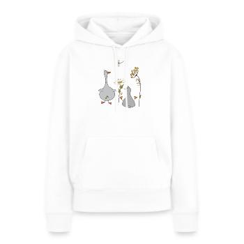 Gänse auf der Wiese - Frauen Premium Bio Hoodie - Weiß - Vorne - Julia (174cm)