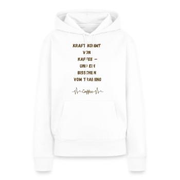 Le café est votre force - Sweat à capuche Premium bio Femme - blanc - Devant - Julia (174cm)