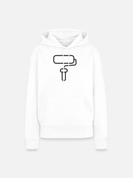 Minimalistische Farbroller-Linien-Kunst-Ikone - Frauen Premium Bio Hoodie - Weiß
