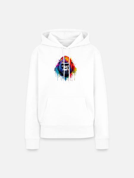Regenbogen-Gorilla Kunst-Splash - Frauen Premium Bio Hoodie - Weiß