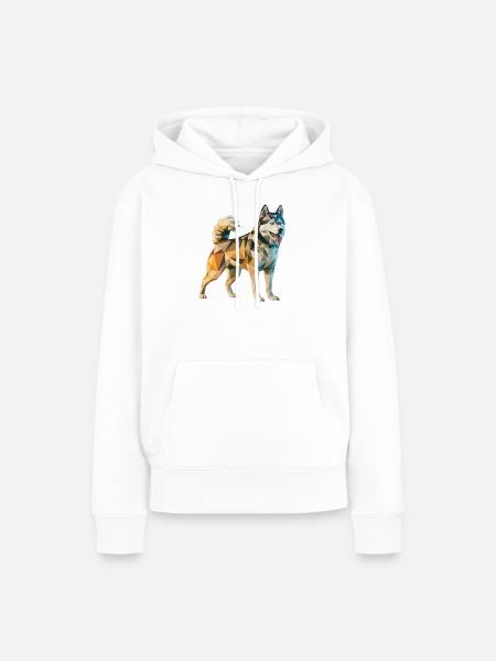 Siberian Husky - Cooles Low Poly Logo - Frauen Premium Bio Hoodie - Weiß