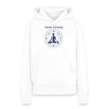 Méditation cosmique - Sweat à capuche Premium bio Femme - blanc - Devant - Julia (174cm)