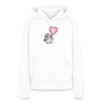 Pigeon mignon avec un ballon en forme de cœur Un oiseau t’aime - Sweat à capuche Premium bio Femme - blanc - Devant - Julia (174cm)