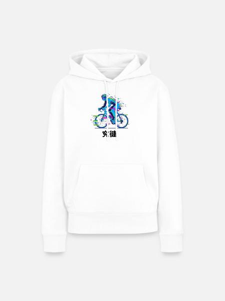Neon-Glitch-Radfahrer - Frauen Premium Bio Hoodie - Weiß