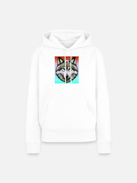 Wolf - Frauen Premium Bio Hoodie - Weiß
