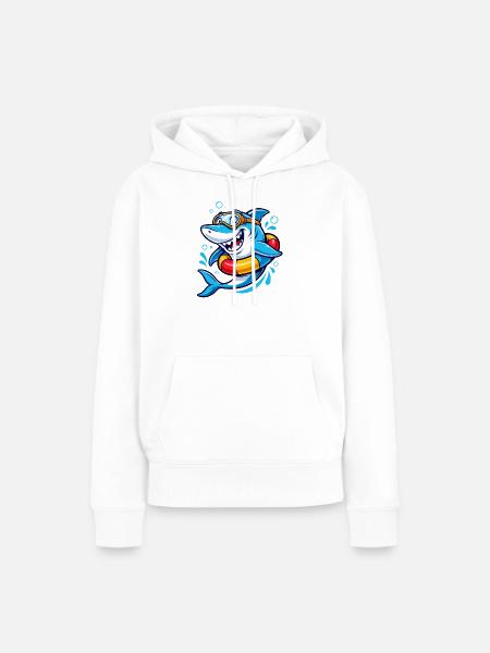 Cooler Badehai - Frauen Premium Bio Hoodie - Weiß