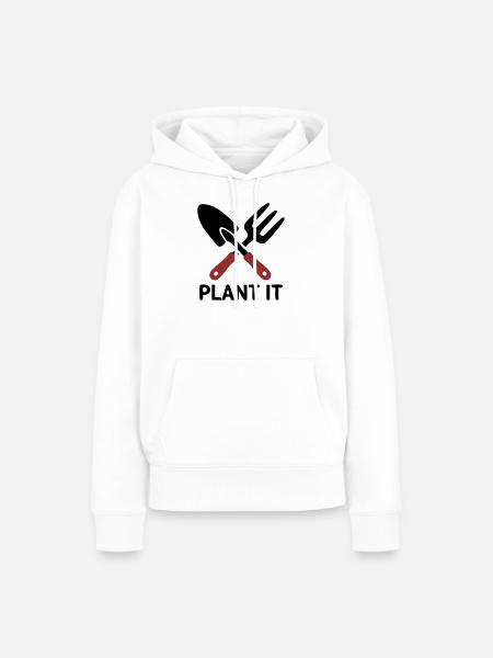Gartenwerkzeug Plant It Logo - Frauen Premium Bio Hoodie - Weiß