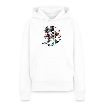 Dog Bulldog Snowboard Sports d’hiver débutant - Sweat à capuche Premium bio Femme - blanc - Devant - Julia (174cm)