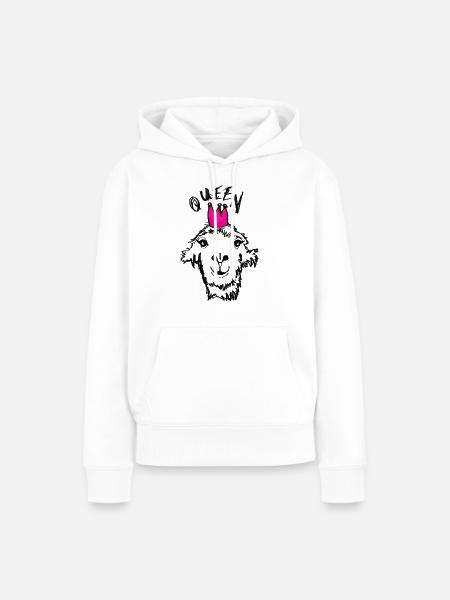 Lama-Queen - Frauen Premium Bio Hoodie - Weiß