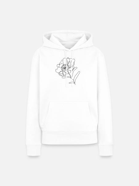 Pfingstrosenzeichnung Illustration - Frauen Premium Bio Hoodie - Weiß