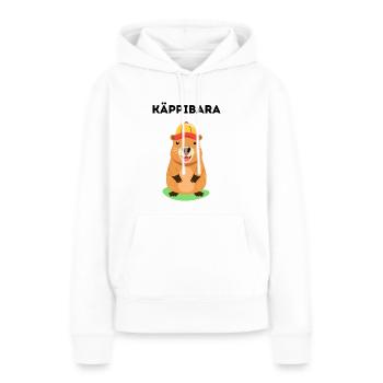 Käppibara - Wasserschwein mit Mütze - Frauen Premium Bio Hoodie - Weiß - Vorne - Julia (174cm)