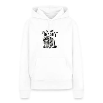 Restez Trash Racoon - Sweat à capuche Premium bio Femme - blanc - Devant - Julia (174cm)