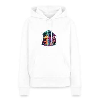 CHAMPIGNONS TRIPPY - Sweat à capuche Premium bio Femme - blanc - Devant - Julia (174cm)