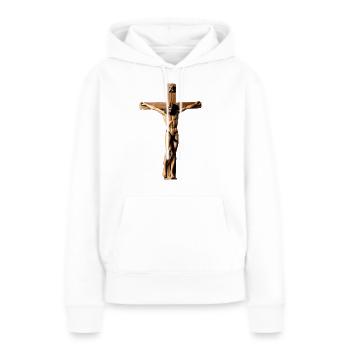 Crucifix - Sweat à capuche Premium bio Femme - blanc - Devant - Julia (174cm)