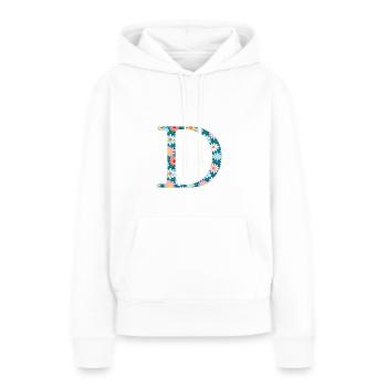 Customizable Monogram D Floral Pattern - Women’s Premium Organic Hoodie - white - Front - Julia (174cm)