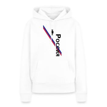 Poccnr - Russie - Russie - Sweat à capuche Premium bio Femme - blanc - Devant - Julia (174cm)