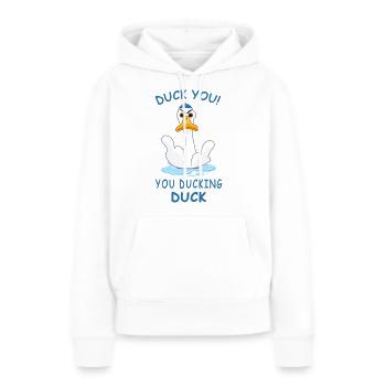 Canard Toi, toi canard canard - Sweat à capuche Premium bio Femme - blanc - Devant - Julia (174cm)