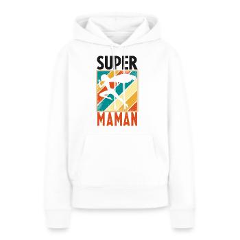 super MAMAN - Sweat à capuche Premium bio Femme - blanc - Devant - Julia (174cm)