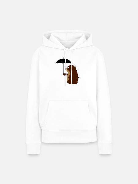 Igel mit Schirm - Frauen Premium Bio Hoodie - Weiß