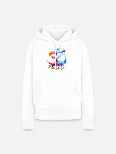 Namaste-Bogen-Iris-Buddha - Frauen Premium Bio Hoodie - Weiß