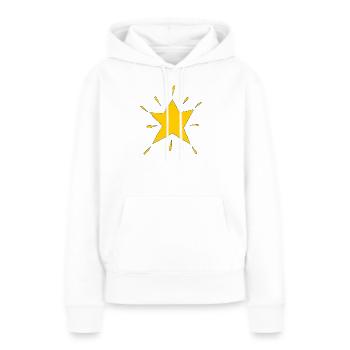 étoile jaune rayonnante - Sweat à capuche Premium bio Femme - blanc - Devant - Julia (174cm)