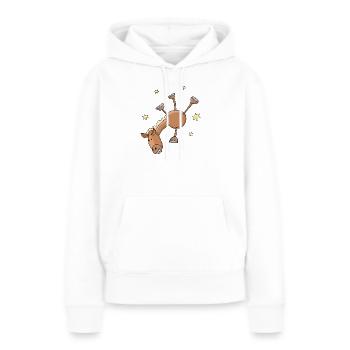 Cheval drôle qui fait le poirier - Sweat à capuche Premium bio Femme - blanc - Devant - Julia (174cm)