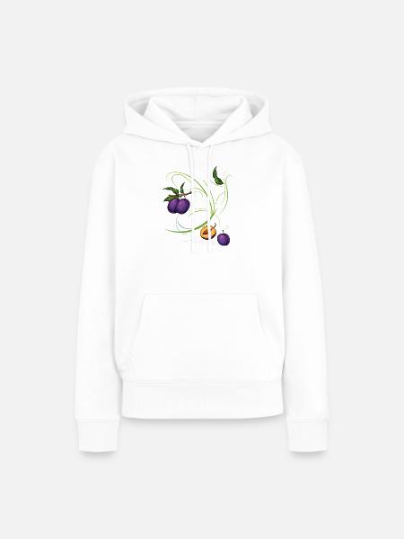 Pflaumen, Obst - Frauen Premium Bio Hoodie - Weiß