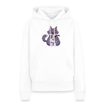 Gierige Lila Katze - Frauen Premium Bio Hoodie - Weiß - Vorne - Julia (174cm)