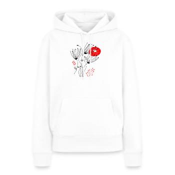 fleurs délicates en filigrane, Fleurs - Sweat à capuche Premium bio Femme - blanc - Devant - Julia (174cm)