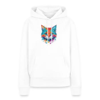 Chat mignon - Sweat à capuche Premium bio Femme - blanc - Devant - Julia (174cm)