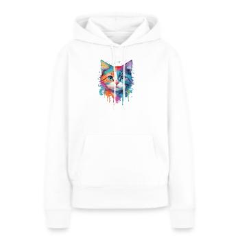 Chat mignon - Sweat à capuche Premium bio Femme - blanc - Devant - Julia (174cm)