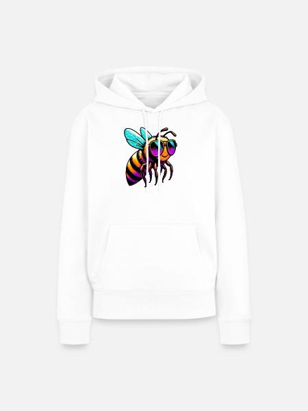 Biene mit Sonnenbrille - Frauen Premium Bio Hoodie - Weiß