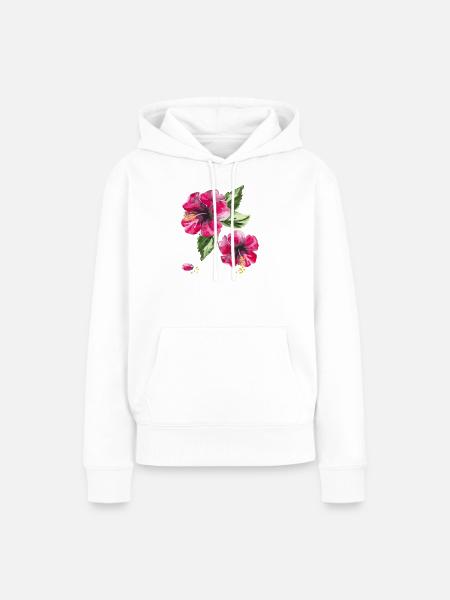 Hibiskusblüten - Frauen Premium Bio Hoodie - Weiß