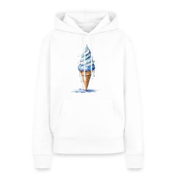 Frais et rafraîchissant - Cône bleu crème - Sweat à capuche Premium bio Femme - blanc - Devant - Julia (174cm)