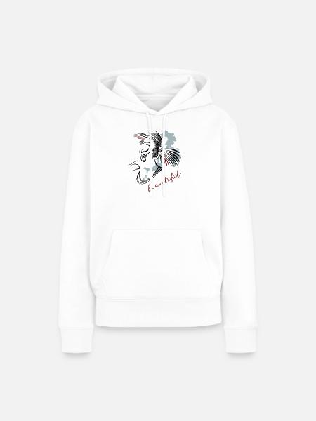 Girl beautiful - Frauen Premium Bio Hoodie - Weiß