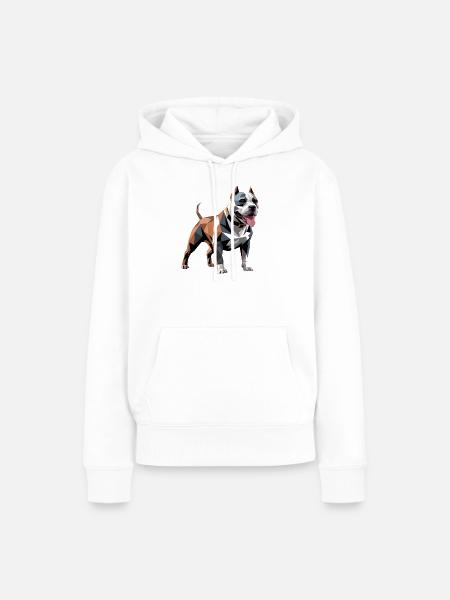 Bulldog - Cooles Low Poly Logo - Frauen Premium Bio Hoodie - Weiß