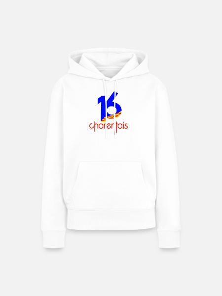 16 Charentais Blau Rot - Frauen Premium Bio Hoodie - Weiß