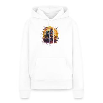 Spukhaus im Halloweenmond - Frauen Premium Bio Hoodie - Weiß - Vorne - Julia (174cm)