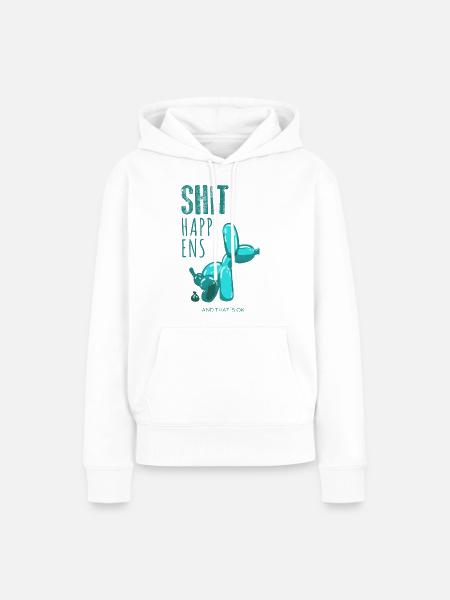 Shit happens, Ballondog - Frauen Premium Bio Hoodie - Weiß
