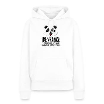 panda, diversité, amour - Sweat à capuche Premium bio Femme - blanc - Devant - Julia (174cm)
