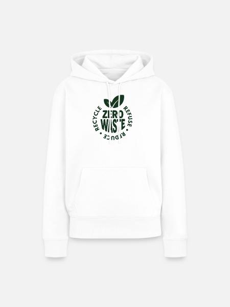 Zero Waste umweltfreundliches Abzeichendesign - Frauen Premium Bio Hoodie - Weiß