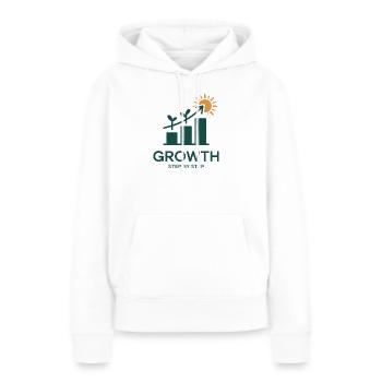 Croissance étape par étape – Succès & Croissance - Sweat à capuche Premium bio Femme - blanc - Devant - Julia (174cm)