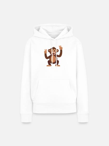 Affe mit Peacezeichen Illustration - Frauen Premium Bio Hoodie - Weiß