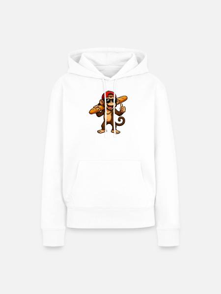 affe-baguette-cool - Frauen Premium Bio Hoodie - Weiß