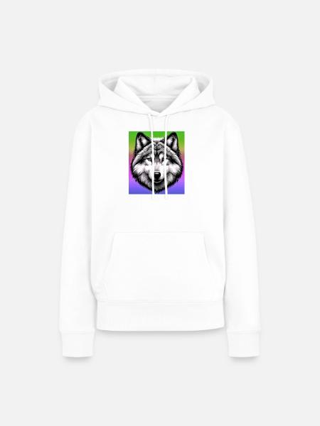 Wolf - Frauen Premium Bio Hoodie - Weiß